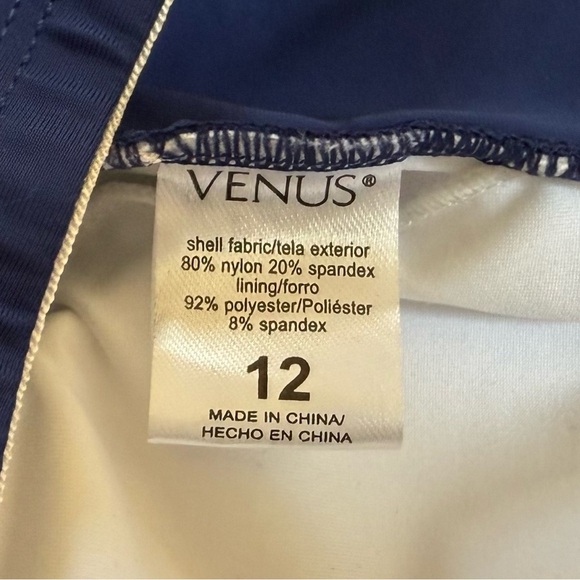 VENUS Swimsuit Blue Lace-Up One Piece Strapless Grommet Stylish Beach 12 NWOT - Picture 8 of 11